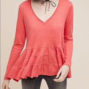 Anthropologie Deletta Thea Ruffled Peplum Top